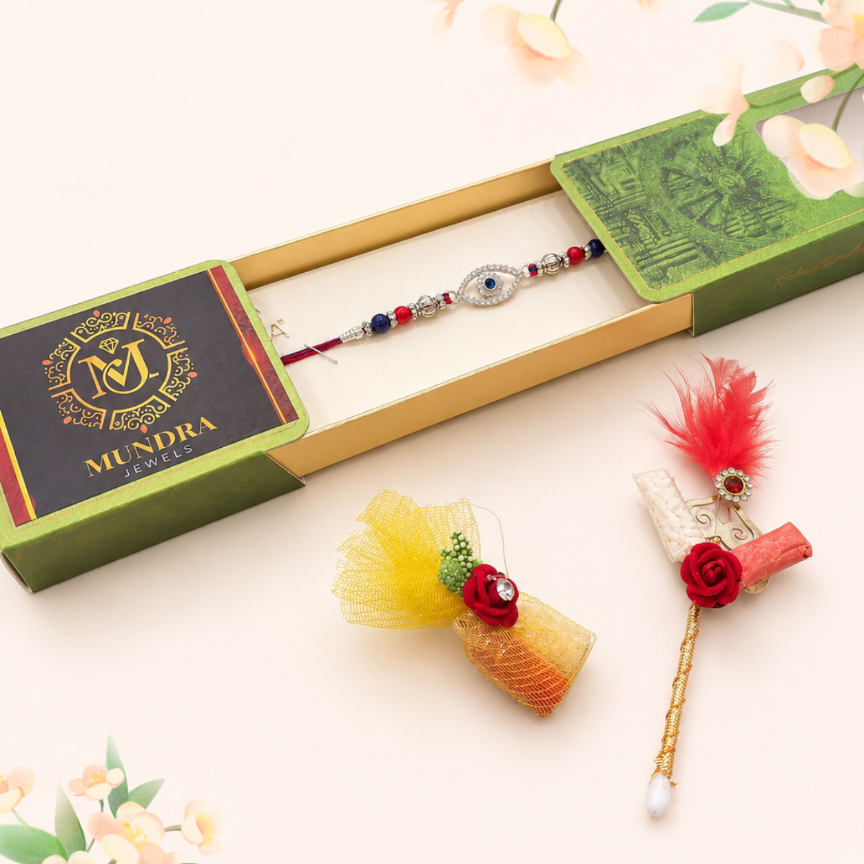 Silver Rakhi with Roli Chawal