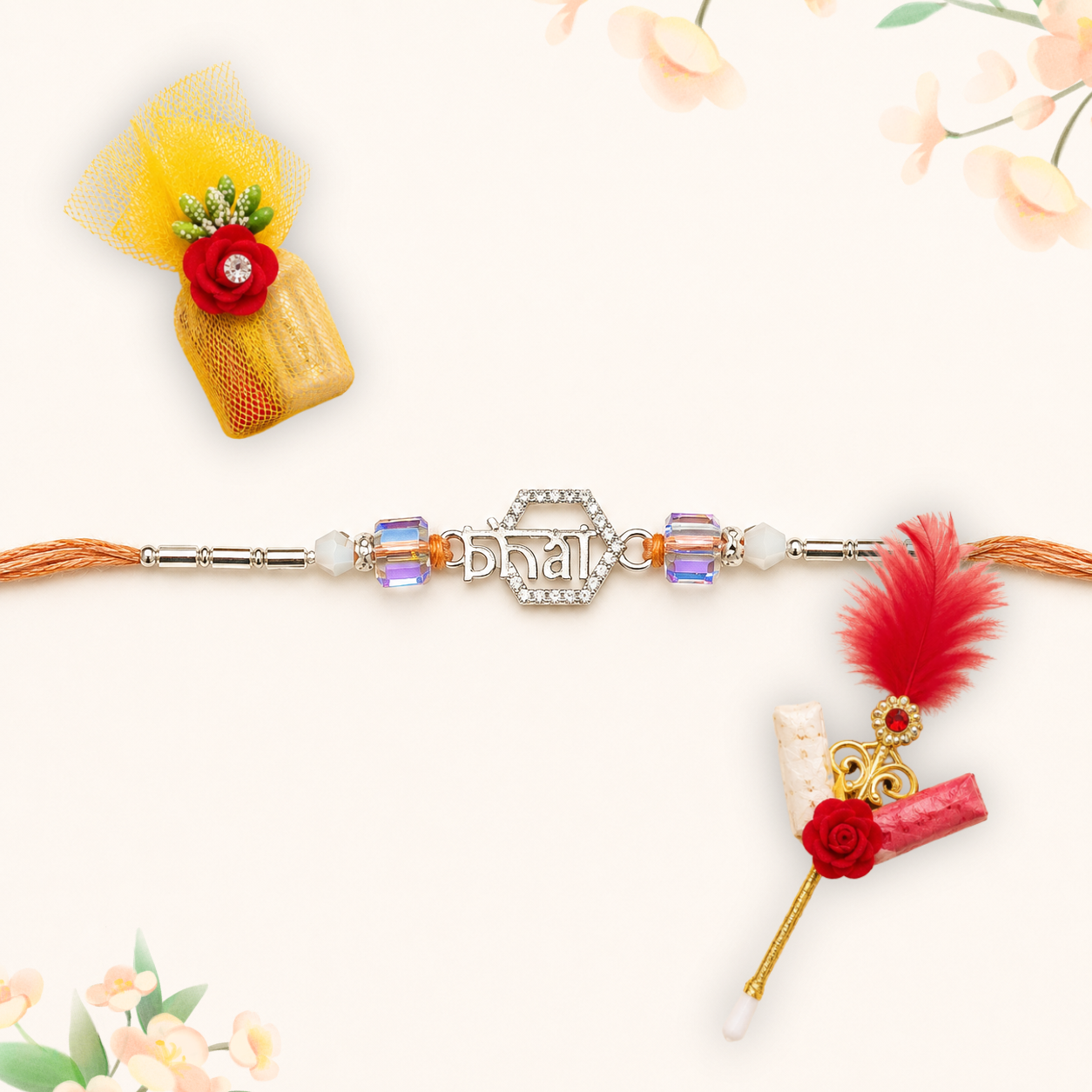 Silver Rakhi with Roli Chawal