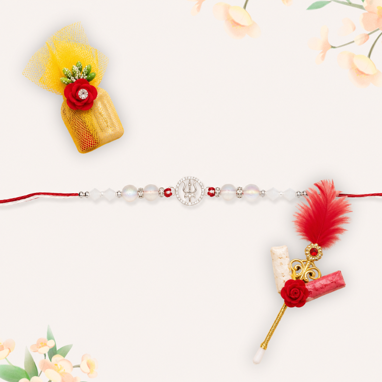 Silver Rakhi with Roli Chawal