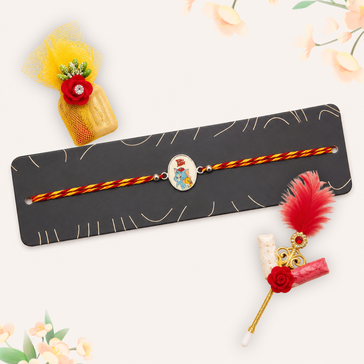 Silver Rakhi with Roli Chawal