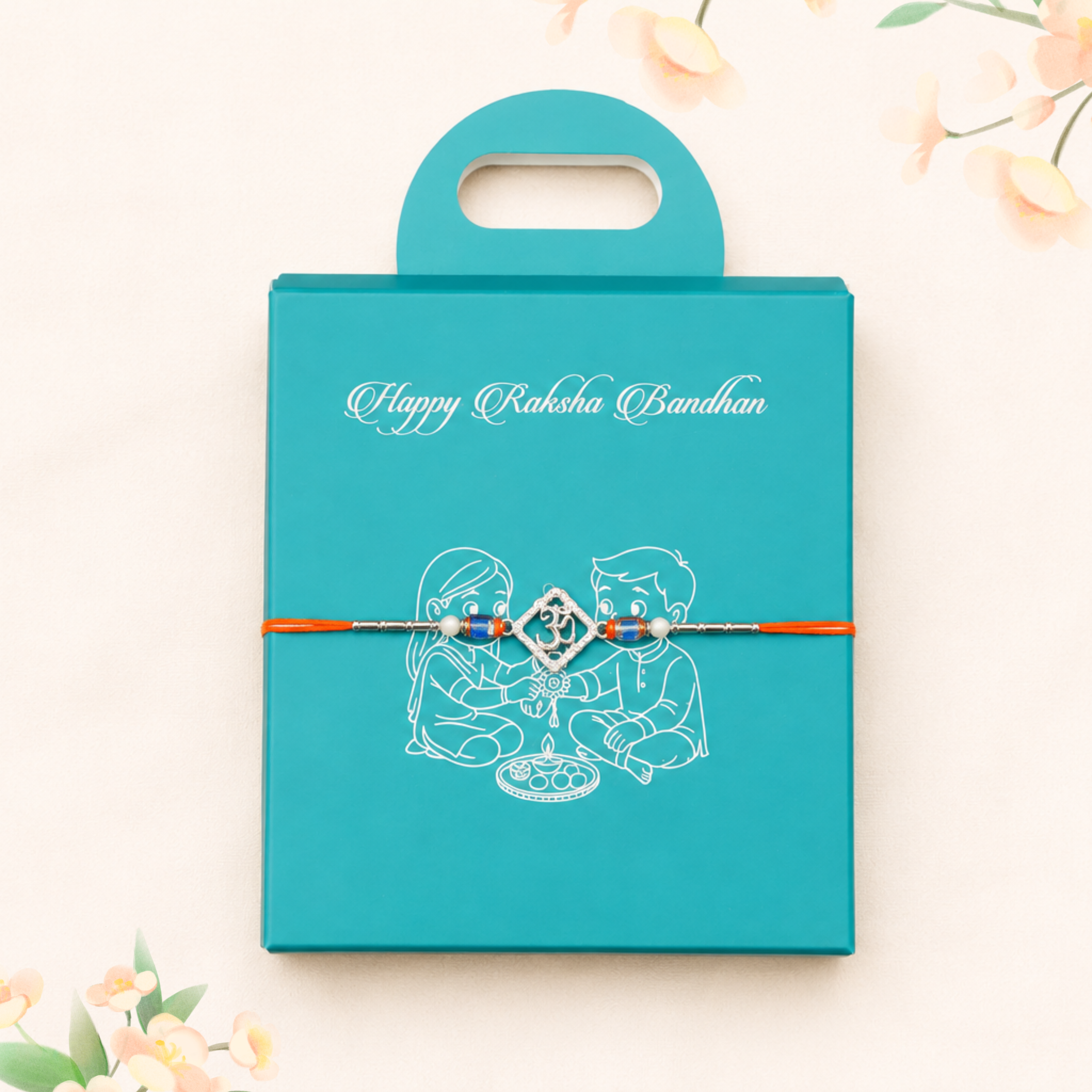 Silver Rakhi with Roli Chawal