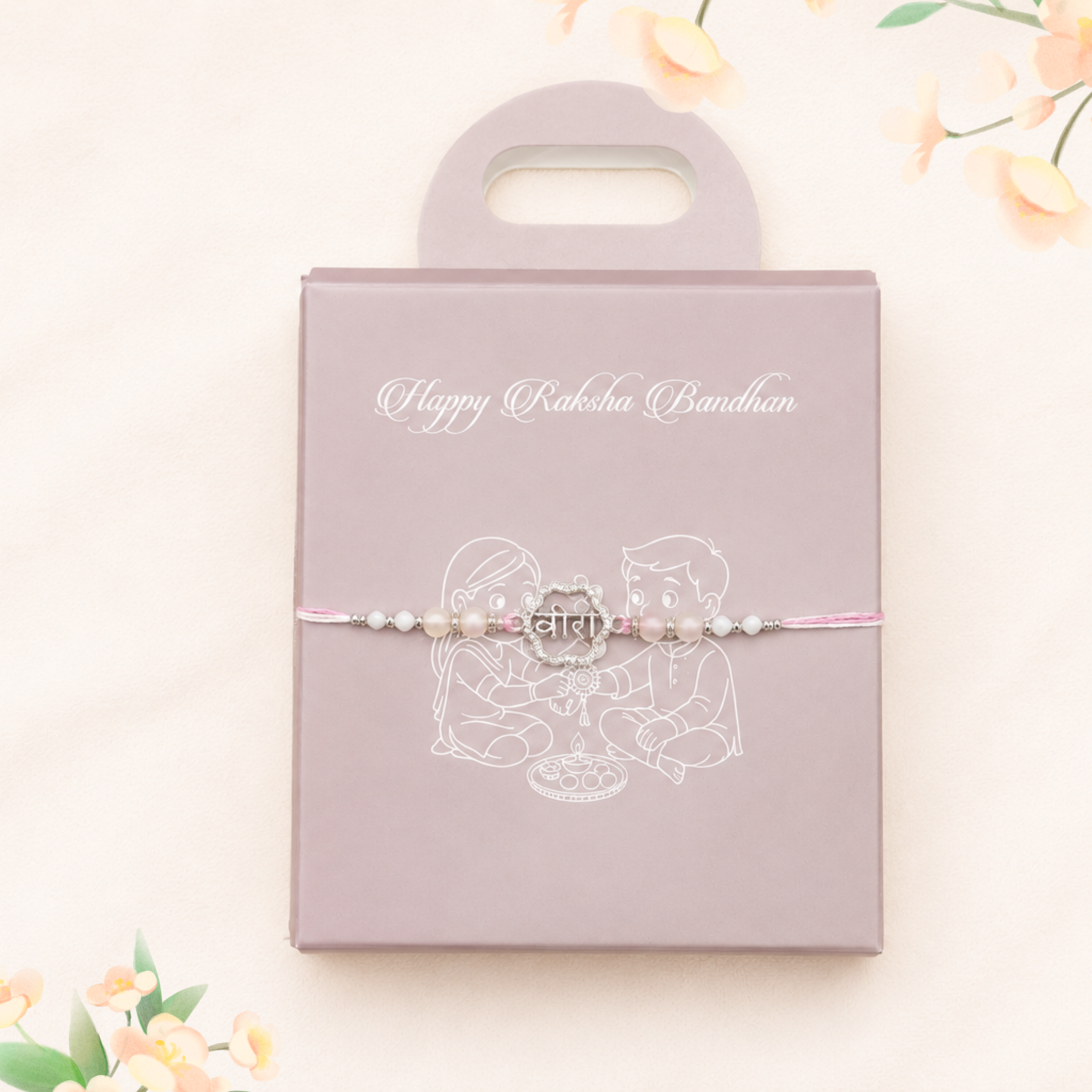 Silver Rakhi with Roli Chawal