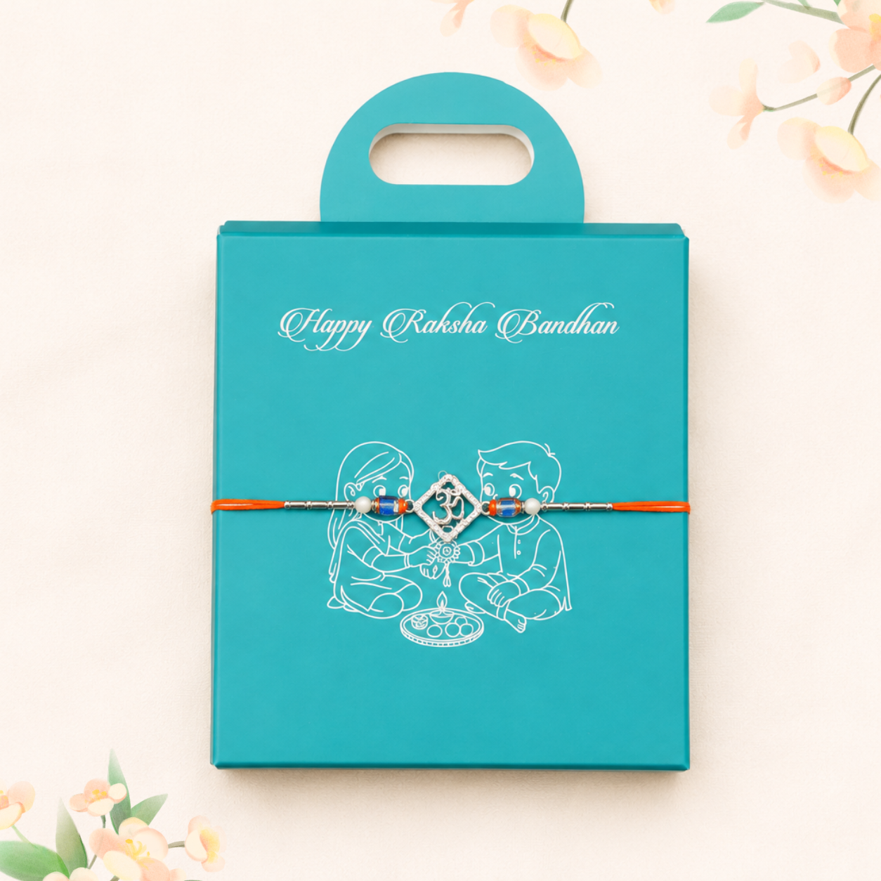 Silver Rakhi with Roli Chawal