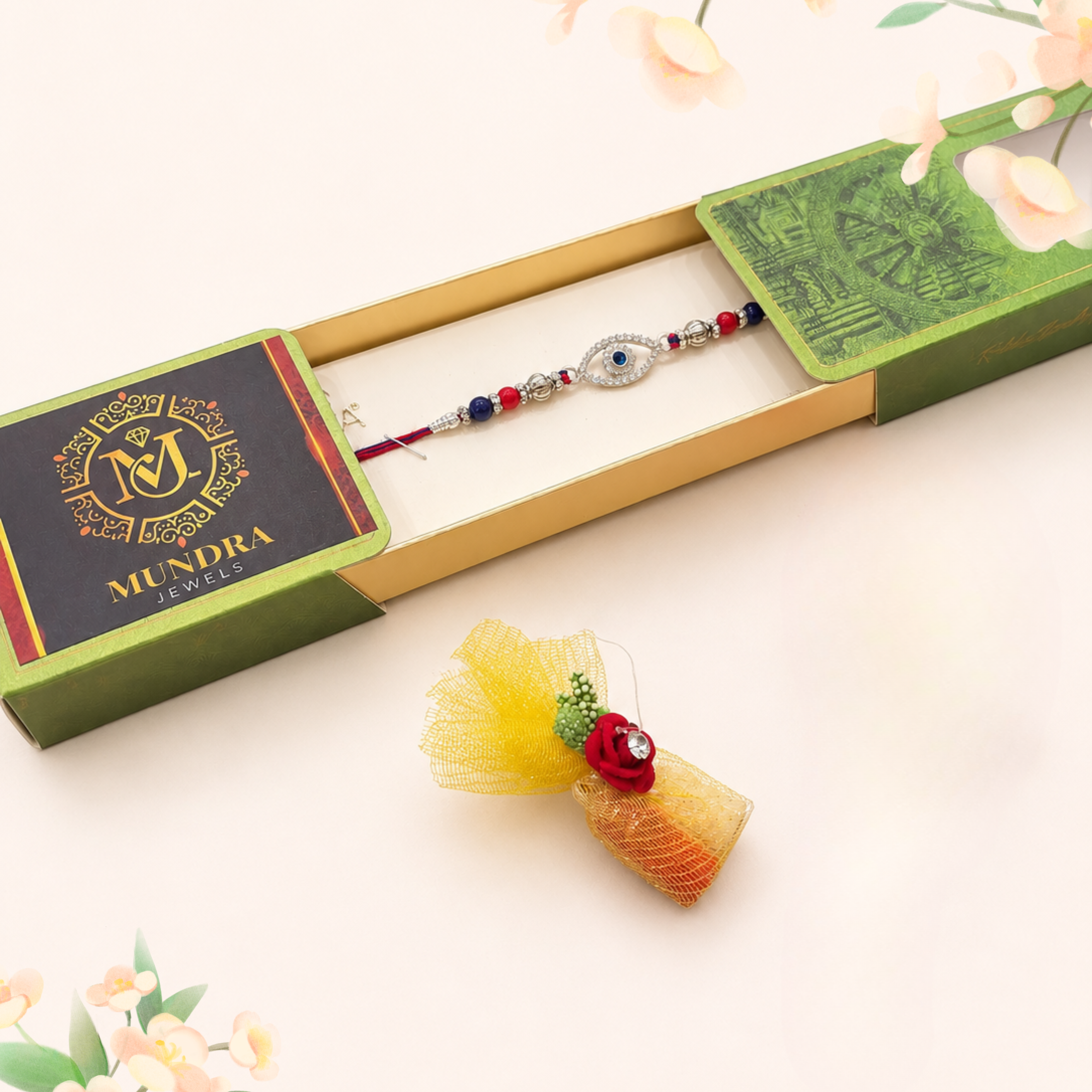 Silver Rakhi with Roli Chawal