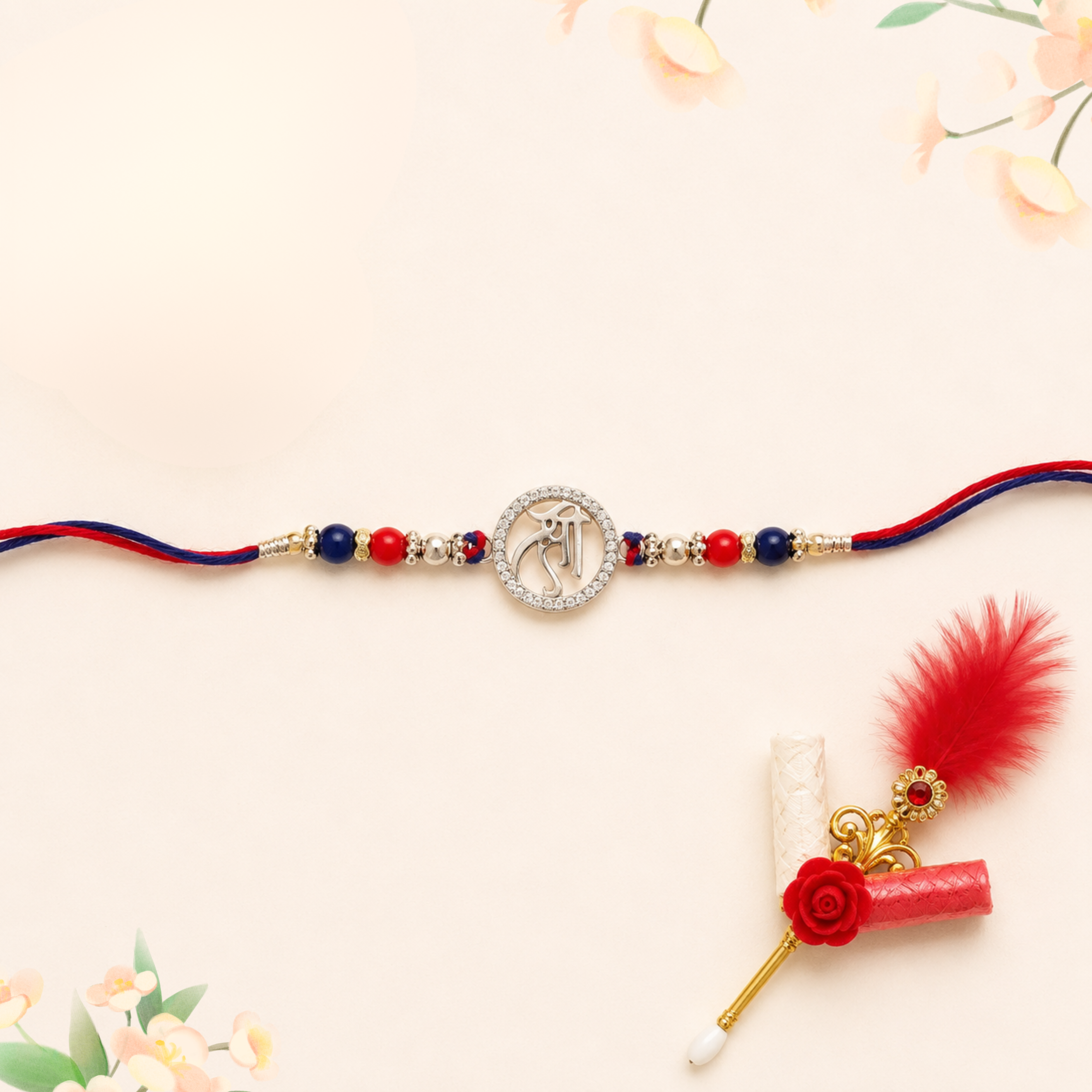 Silver Rakhi with Roli Chawal
