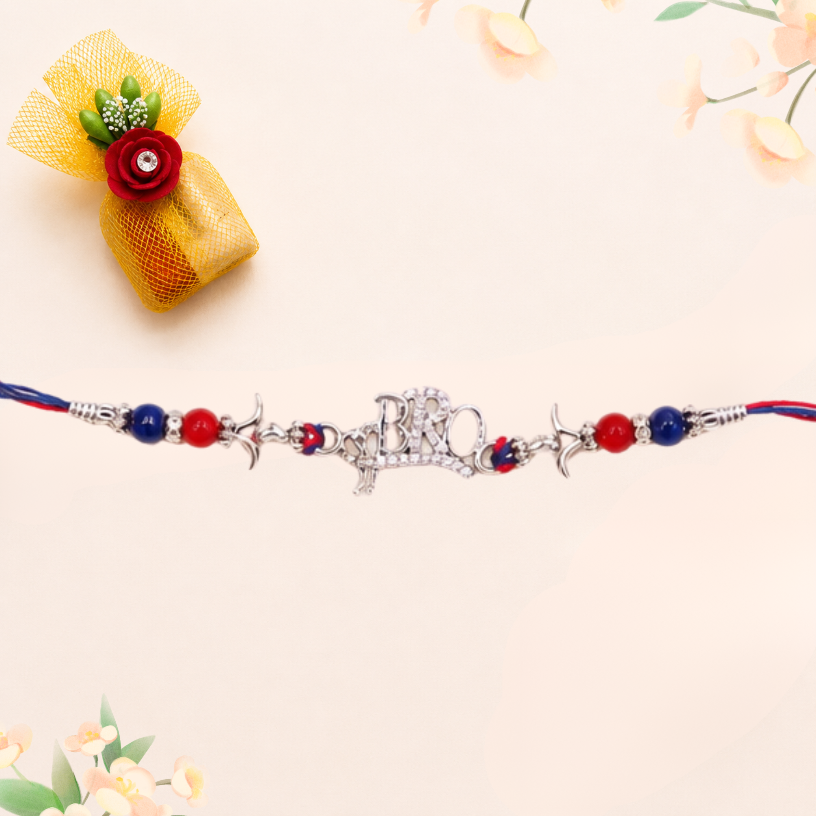 Silver Rakhi with Roli Chawal