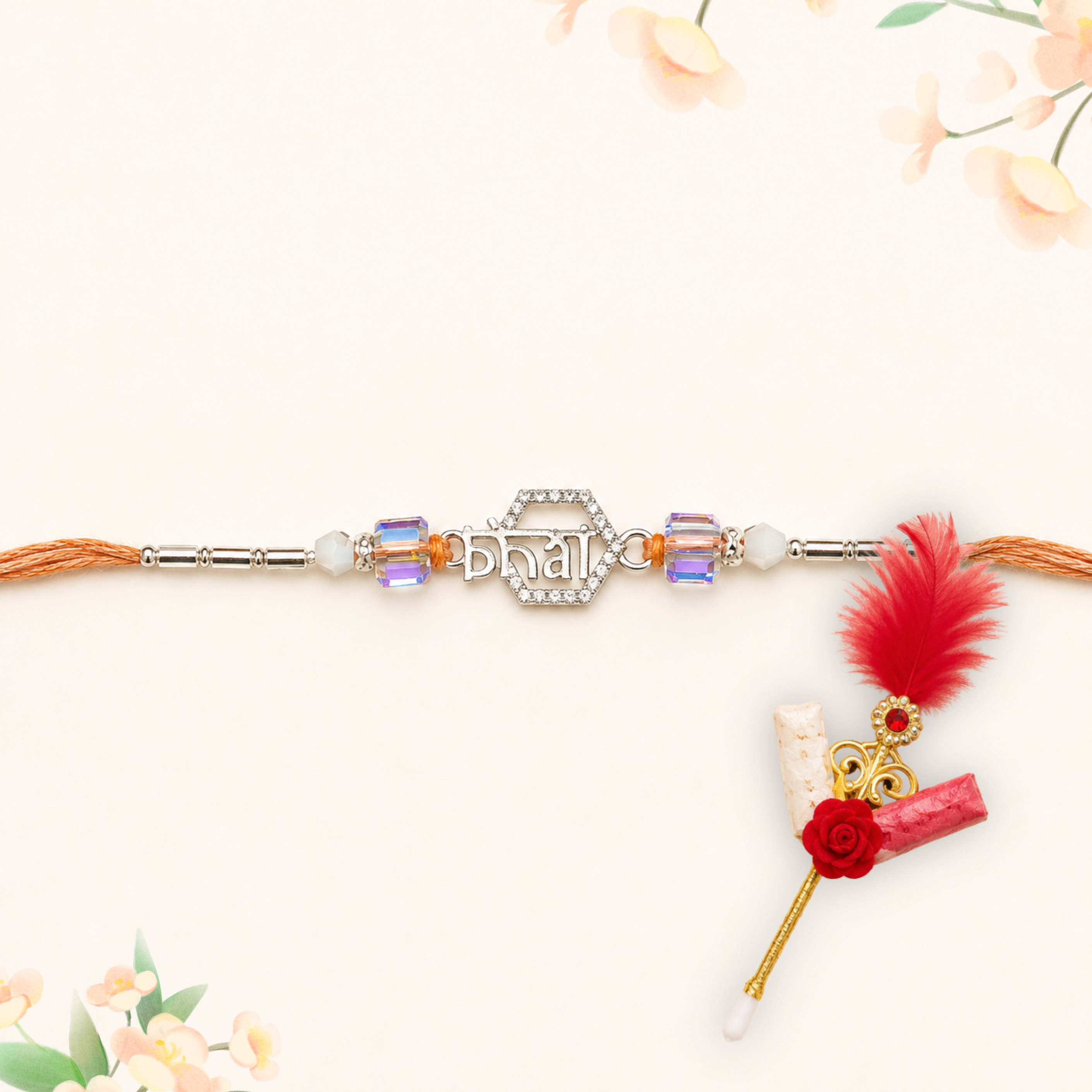Silver Rakhi with Roli Chawal