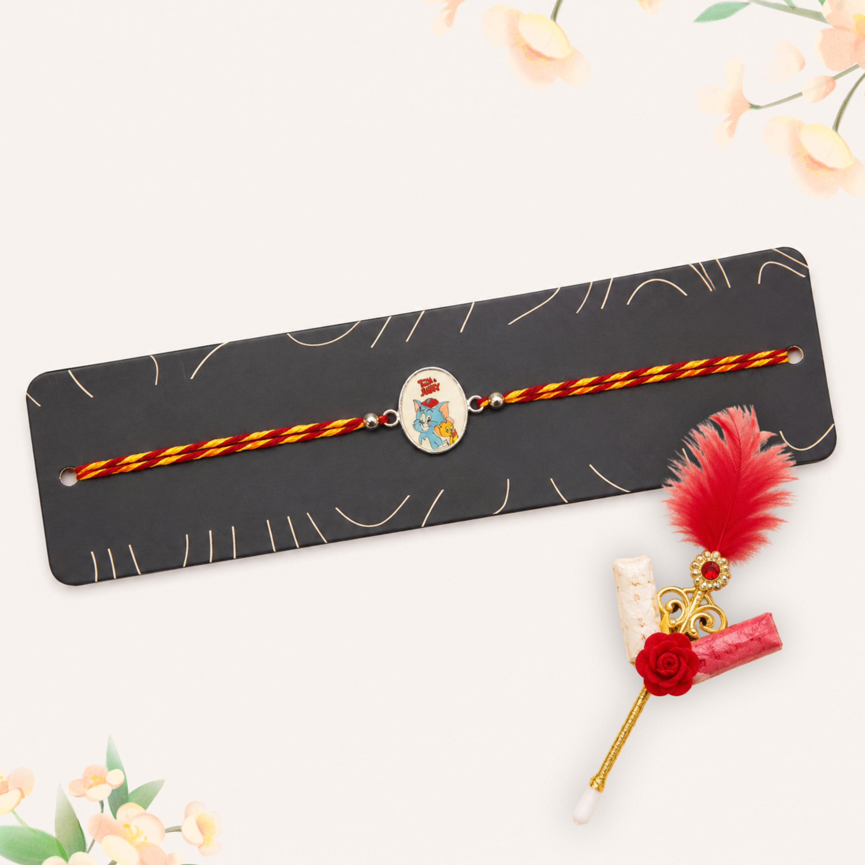 Silver Rakhi with Roli Chawal