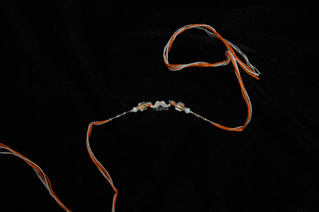 Silver Rakhi with Roli Chawal