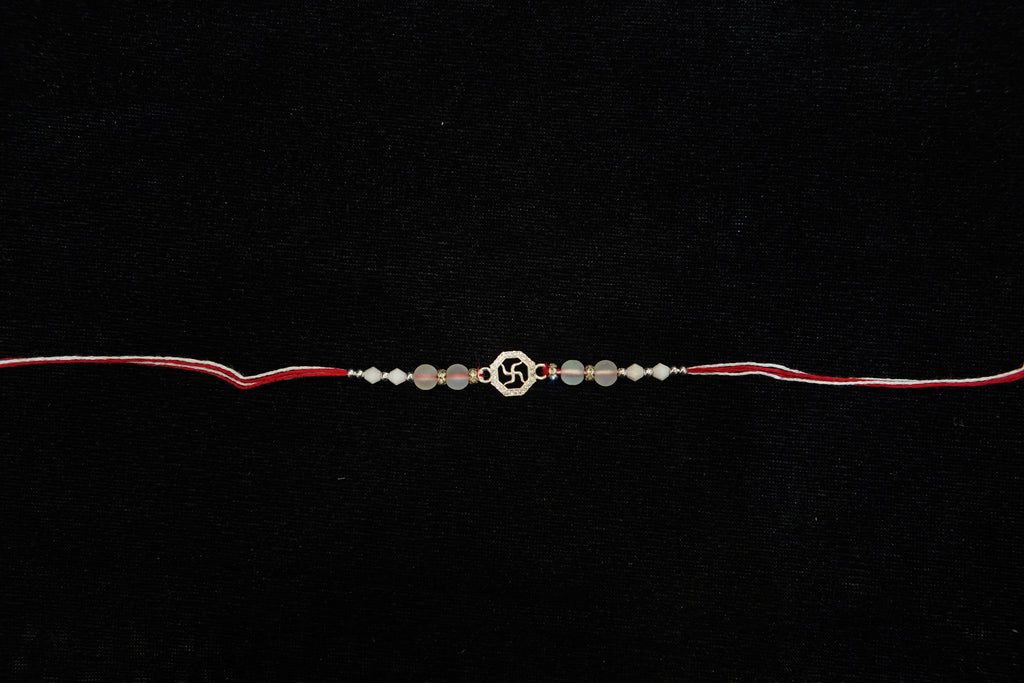 Silver Rakhi with Roli Chawal